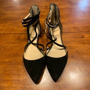 Jessica Simpson Black Strappy Pointed-Toe Flats